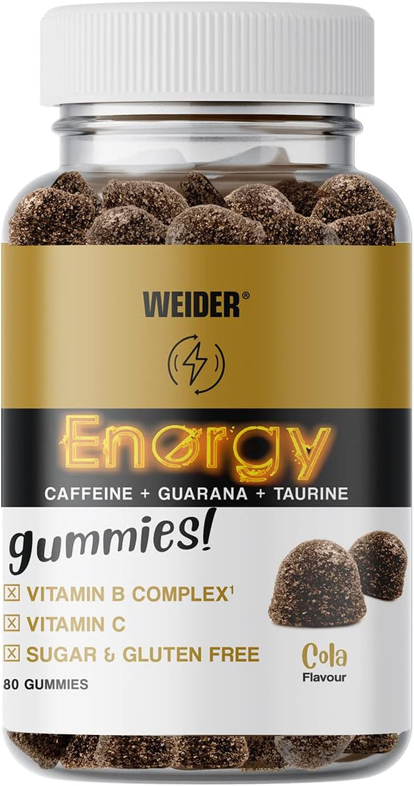Weider Energy Caffeine Gummies (80 Gommes) Goût Cola.
