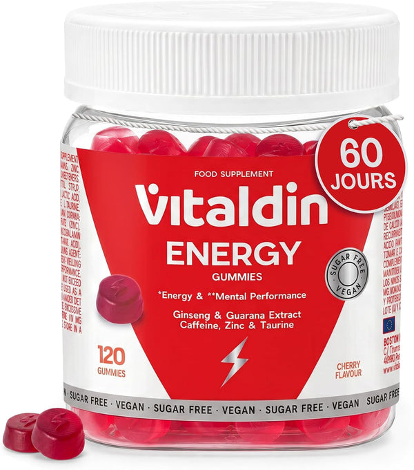 VITALDIN Energy Gummies avec Ginseng et Guarana – Vegan – 120 gommes