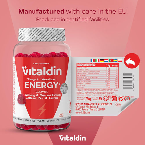 VITALDIN Energy Gummies avec Ginseng et Guarana – Vegan – 70 gommes