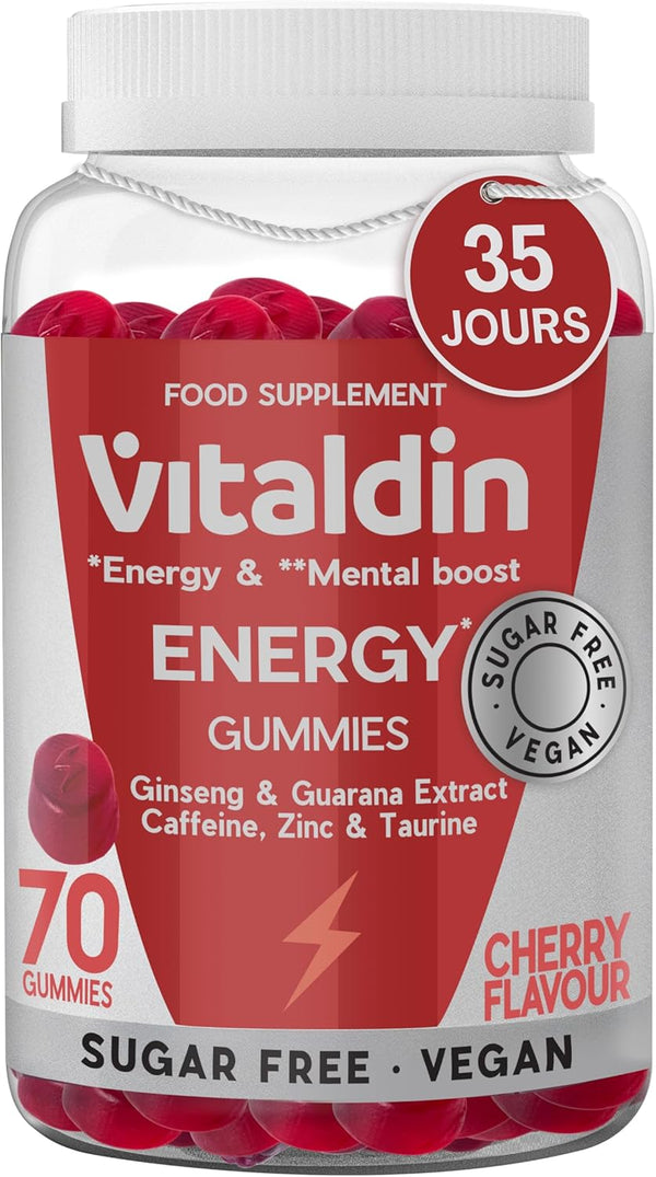 VITALDIN Energy Gummies avec Ginseng et Guarana – Vegan – 70 gommes
