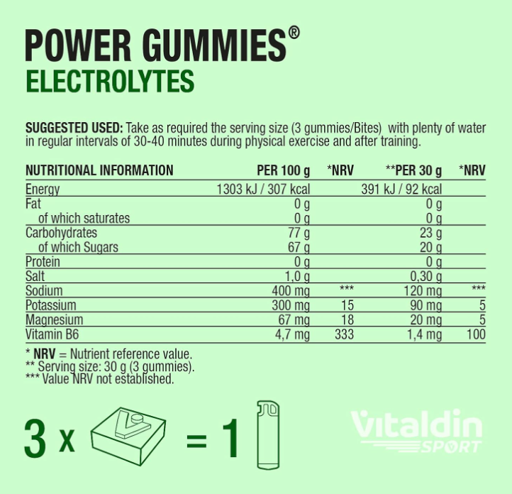 ⚡ VITALDIN SPORT Power Gummies Electrolytes – 30 gommes