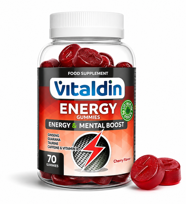 VITALDIN Energy Gummies avec Ginseng et Guarana - Vegan - 70 gommes